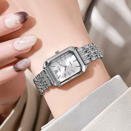Quartz Square Golden Watch