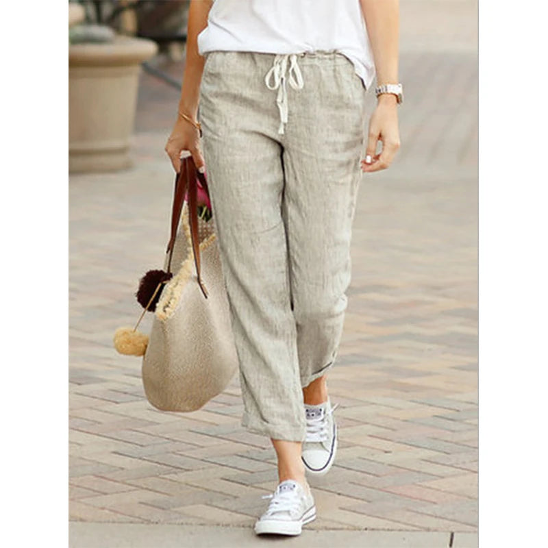 Autumn Cotton Women's Pants Y2K Black Drawstring