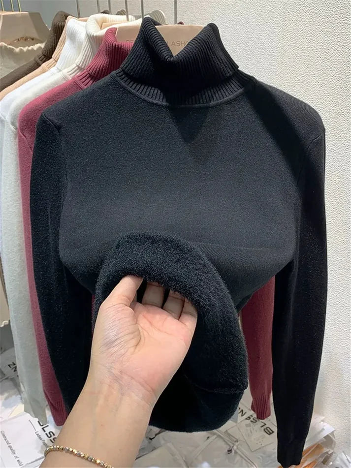 Turtleneck Sweater with Plush Lining